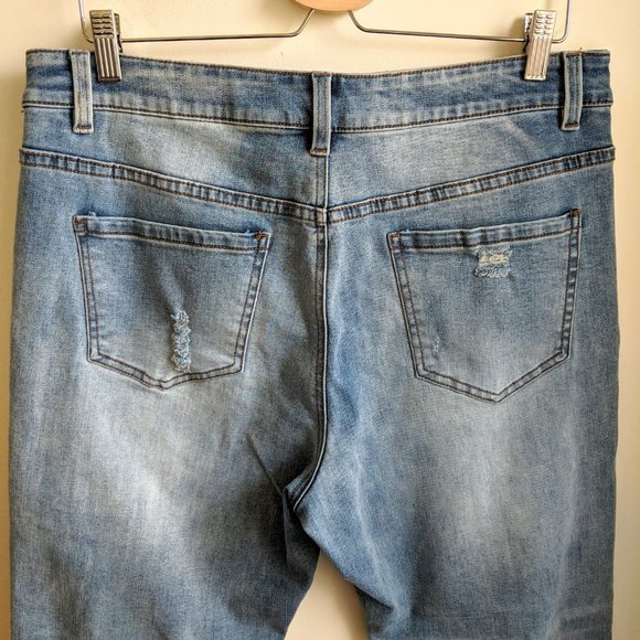[Tribal.Jeans] NWT Distressed Light Denim Rolled Hem Ankle Cropped Pants - 12 - Picture 6 of 6